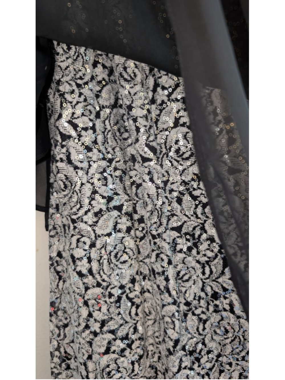 Jessica Howard Black Silver Sequin Lace Dress 16W - Picture 5 of 8